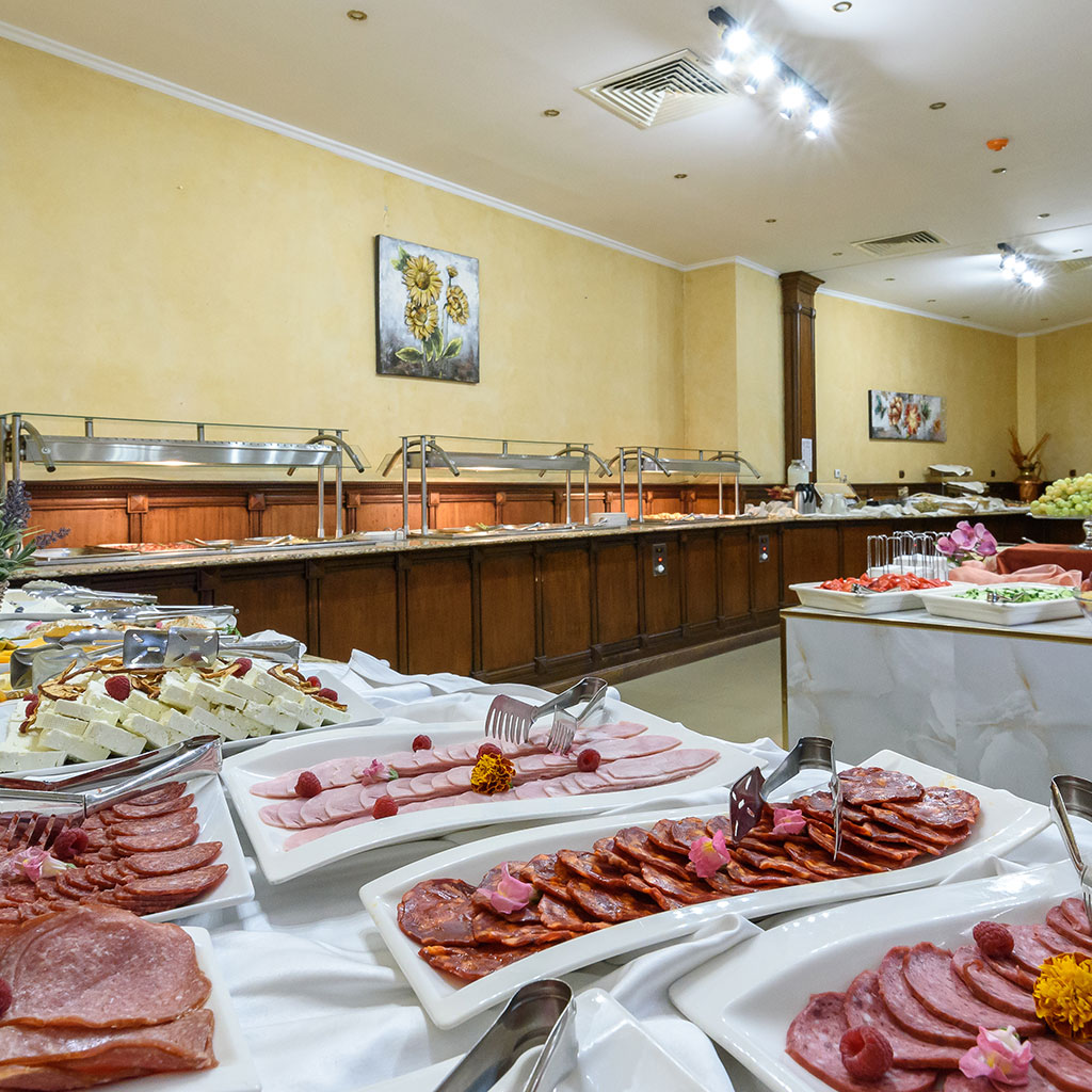 A selection of sausages for breakfast at Balneo Hotel Saint Spas Velingrad